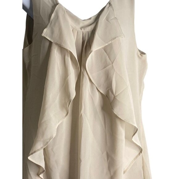Gap Womens Top Beige Ruffle Blouse Sleeveless Shirt Sleeveless Size Medium - Picture 2 of 10